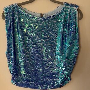 Anthropologie Pilcro Sequin Blue Top XS